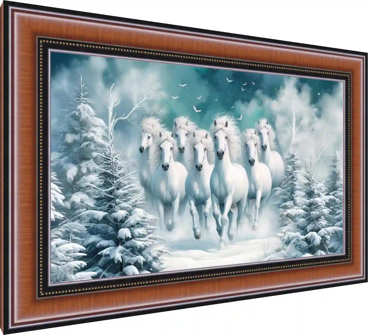 Seven Horses Ice Background Canvas — photo frame preview | PrintPosters.in